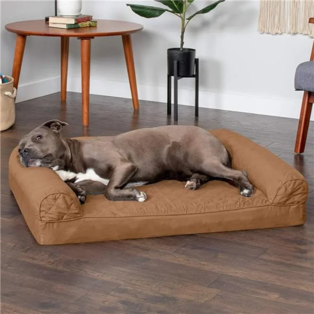 Orthopedic Dog Bed w/ Removable Bolsters & Washable Cover, Toasted Brown, Large